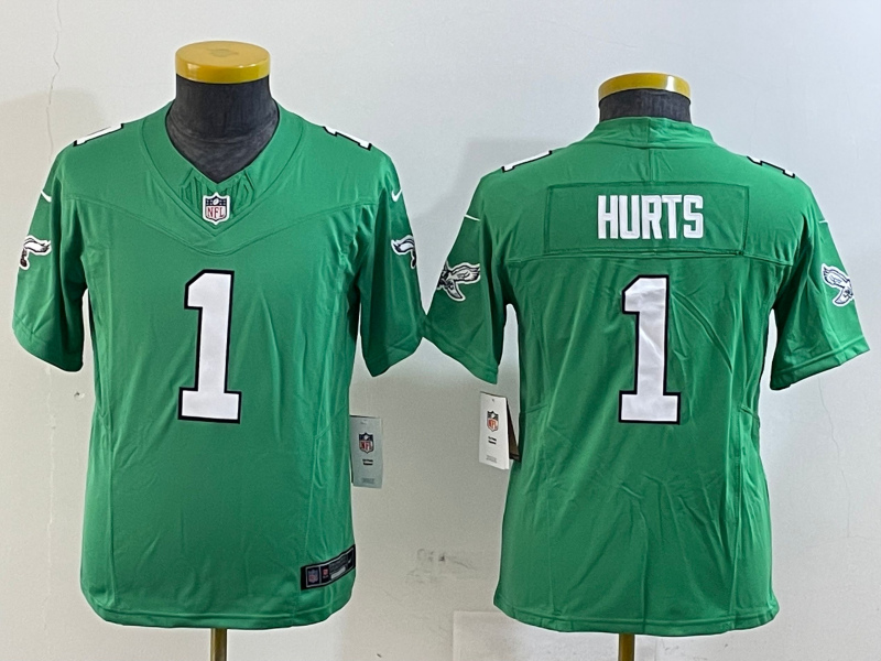Youth 2025 Philadelphia Eagles #1 Hurts green Nike NFL jersey style 7->philadelphia eagles->NFL Jersey